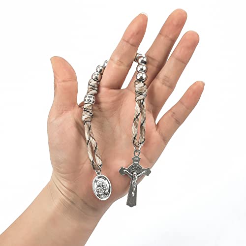 Nazareth Store Terço de Paracord Militar Forte Uma Década Contas de Prata Bolso Rosário de Carro Ora