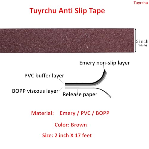 Image of Anti Slip Tape 2 Inch Wide, Waterproof Grip Adhesive Heavy Duty High Traction Friction for Indoor /Outdoor Steps (17 Ft /Brown).