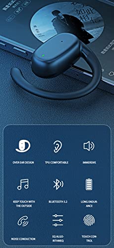 Loluka Black Single Wireless Earbuds With Earhook Open Ear Headphone Ear Clip Bluetooth Wireless 5.3 Open Ear Waterproof Earbud & In-Ear Headphones For Sports,Working #TOP7