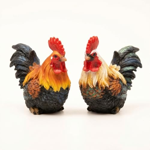 Distinctive Designs 3 Resin Rooster Figurines - Set of 2 Sitting Chickens