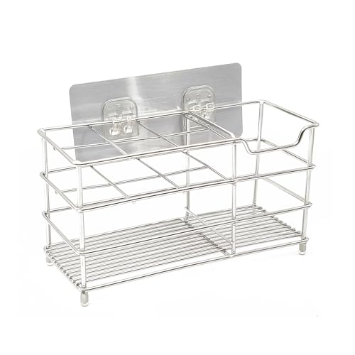 Winlauyet Stainless Steel Toothbrush Holder with 7 Slots – Stand/Wall-Mounted Bathroom Organizer for Razors, Shavers, Combs, and Electric Toothbrushes (Silver)