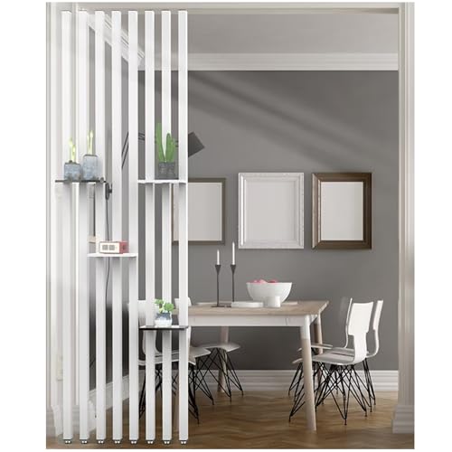 Aluminio Poste Divisor de Habitación Separador de Biombo Ambientes Columna Altura Ajustable，Listones de Metal，Valla de privacidad，Columna Decorativa for Oficina.(7root,135cm/53.1in/4.42ft)