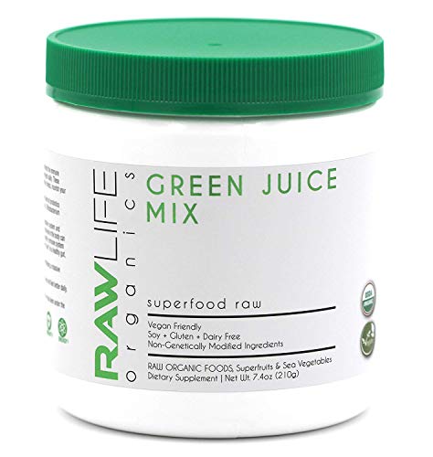 Raw Life Organics Green Juice Powder Organic Superfoods - 30 Servings - Support Immune System - 2.5bn Probiotics - Support Gut Health