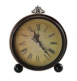 antike tischuhren Metall und Glas . GMMH Tischuhr mit Antik Vintage Retro Nostalgie Design aus Metall, (Antik Braun 27-1) Standuhr Schreibtischuhr Wecker Uhr Tischwecker mit Alarm, Weckuhr
