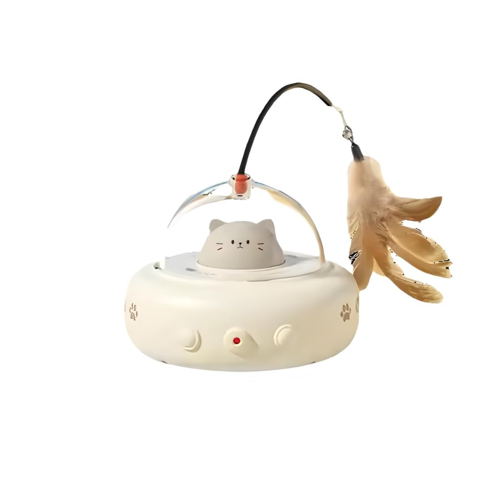 Jouet Interactif pour Chat Jouet Automatique avec Laser Rotatif, Plume Suspendue, Lumière LED, Détecteur Intelligent – pour Chats et Chatons , Stimulation Physique et Mentale – Fonctionne Jour et Nuit