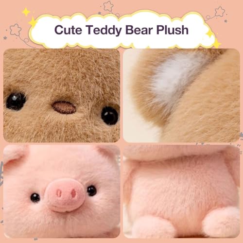 EduPlayte 2 Stück Plüsch Spielzeug, Piggy Plüschpuppe, Fluffy Little Bear, 16cm Nettes Cartoon Plüschtier, Geschenk für Kinder Jungen Mädchen