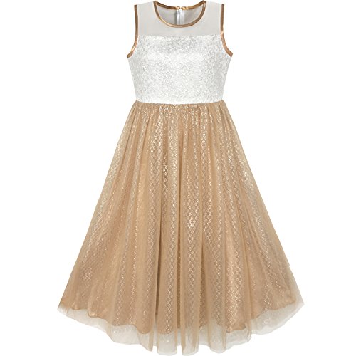 Sunny Fashion Flower Girls Dress Lace Hem Butterfly Wedding First Communion