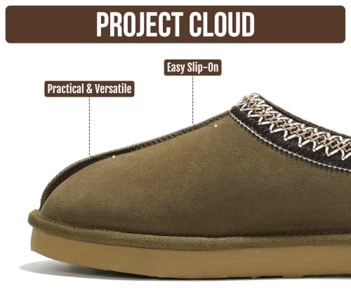 Image of Project Cloud 100% Genuine Leather Shearling Slippers for Women (Nerita) | Australian Fur Lining Memory Foam Insole Non Slip EVA Sole Fuzzy Plush House Shoes Warm Cozy Indoor Footwear Everyday Comfort