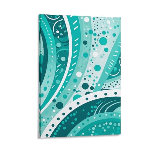 Toile murale moderne en forme de cercle turquoise décoration