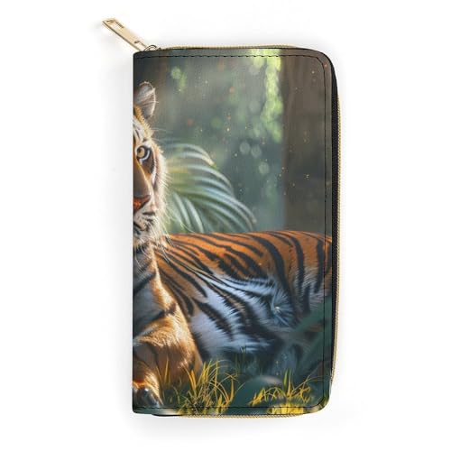 Tiger Wristlet Wallets for Men Women Leather Purse Clutch Cute Card Holder