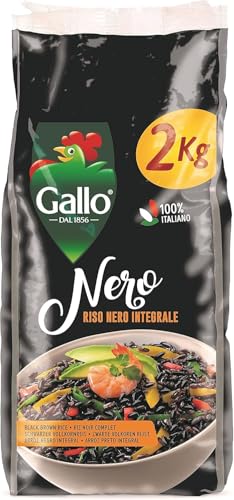 Riso Gallo Nero Vegan Black Wholegrain Rice 2 kg (Pack of 1)