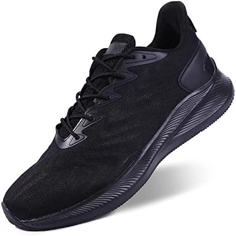 Mens Walking Running Shoes Memory Foam Breathable Mesh Fashion Sneakers for Tennis Jogging Travel All Black Size 11