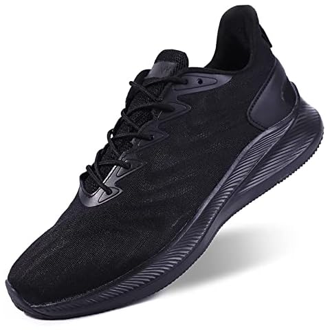 Athletic Running Shoes for Men Casual Breathable Mesh Walking Tennis Fashion Sneakers with Arch Support All Black Size 10 Cover