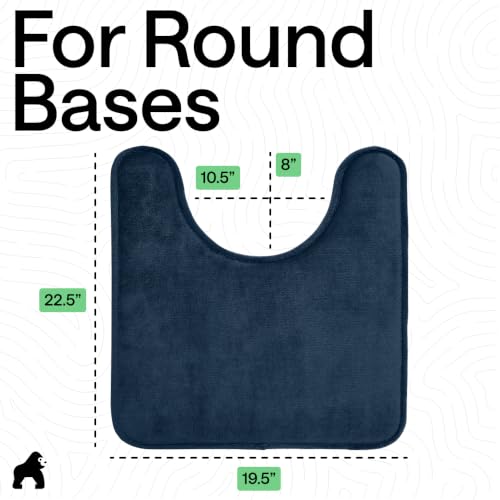 Image of GORILLA GRIP Thick Memory Foam Toilet Rug for Bathroom, U Shaped Washable, Soft Absorbent Velvet Topside Floor Mats, Machine Wash, Cushioned Luxury Rugs for Bath Room, 22.5x19.5 Navy Blue
