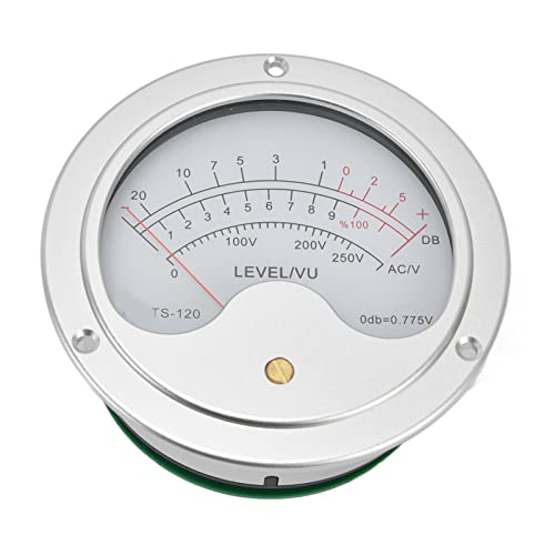12V VU Meter Aluminium Alloy VU Meter Sensitive Pointer VU Panel Meter Audio Meter 120mm 12V Sound and Noise Meters (Silver)