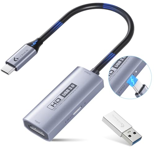 Guermok Placa de captura de vídeo USB 3.0 com PD 100W carregamento rápido 1080p 60FPS HDMI para USB-