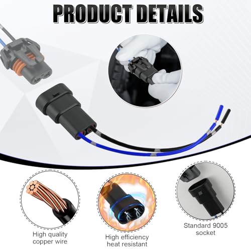 image for iBrightstar 9005 9006 9012 9145 H10 Male Nylon Adapter Wiring Harness 