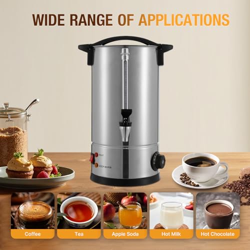 Image of 120Cup Electric Hot Water Dispenser, 2 Gal Stainless Steel Commercial Water Boiler and Warmer, 950W Temp Adjustable Tabletop Tea Coffee Urn for Parties (2Gal Silver)