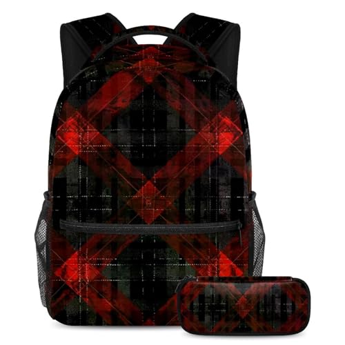 Cartable vintage noir et rouge tartan pour organiser toutes vos affaires