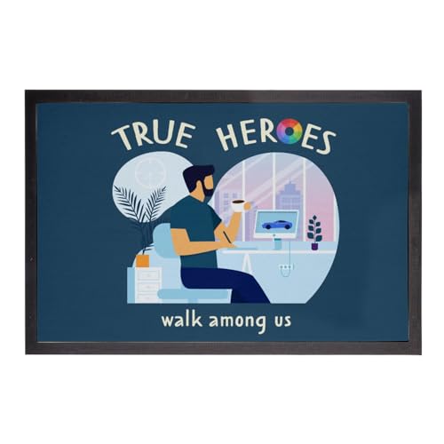 Paillasson bleu 75x50cm True Heroes imprimé graphique haute définition