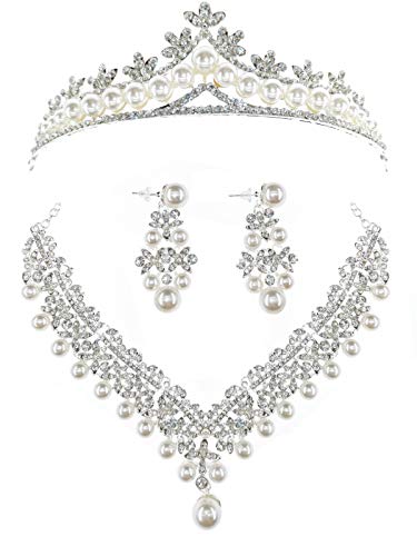 Ever Girl Bling Bride Hair Accessories Tiaras Earrings Necklace Wedding Sets F