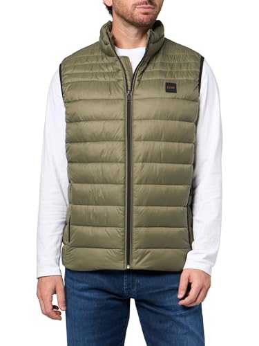 BOSS, Lightweight Nylon Patch Logo Puffer Vest, kalamata green, 48R