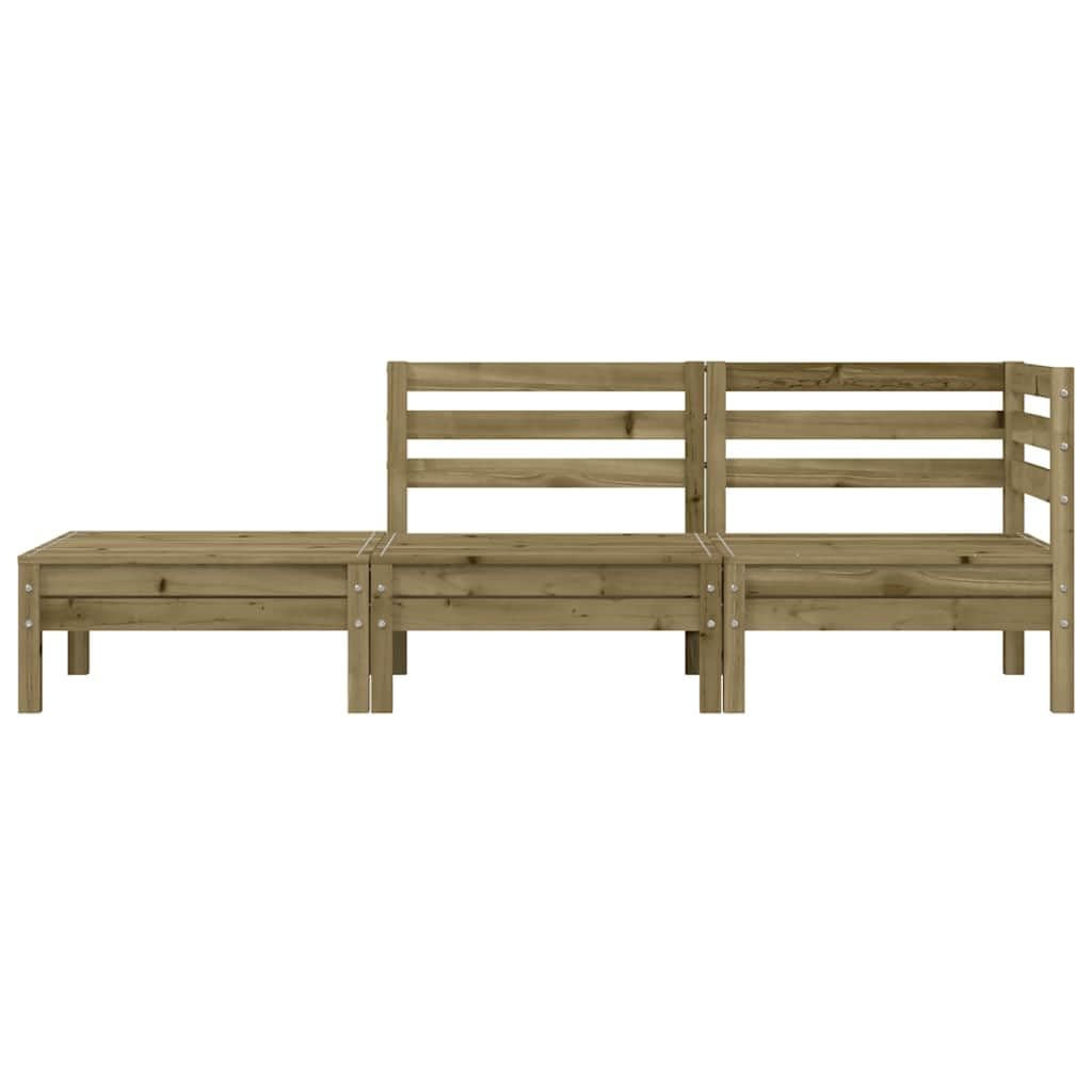 Divano da giardino a 3 posti in legno di pino impregnato con design a doghe per terrazza e giardino, mobili modulari da esterno con schienale per una comoda esperienza di seduta