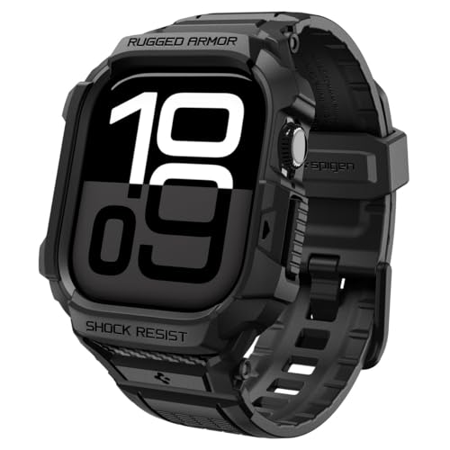 Spigen Cover con Cinturino Rugged Armor Pro 2 in TPU Compatibile con Apple Watch Series 11/10 42mm (2025/2024) - Nero Opaco