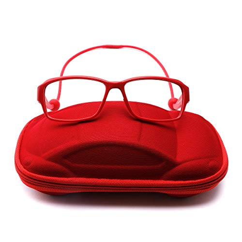 Kids Blue Light Blocking Glasses,Silicone Flexible Square Eyeglasses for Boys Girls Age 6-12,Anti Eyestrain & UV Glare,Red