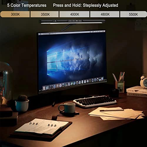 Eyocean Desk Lamp, Led Desk Lamp With Clamp Adjustable Brightness & Color Temperature, Architect Desk Lamp Eye-Caring, Gesture Sensing Desk Light With Flexible Gooseneck& Timer For Home Office, 12W #TOP3