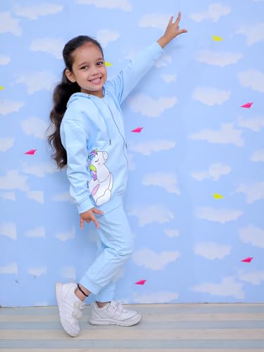 Image of The Mom Store Kids Sweatshirt With Joggers Set| Cotton With French Terry | Cute Prints | Warm | For Boys & Girls | Trendy Winter Sets For Kids | Hoodie And Sweatpant Set