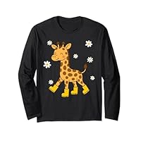 Cute Giraffe in Rain Boots Safari Animal Lover Long Sleeve T-Shirt