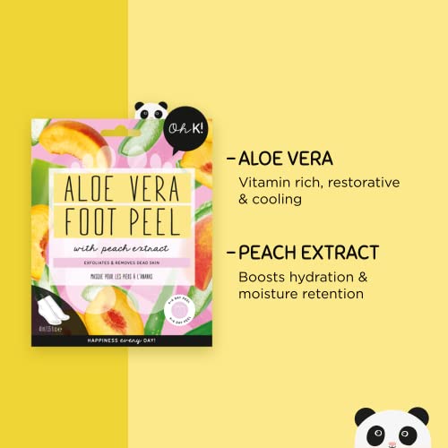 Oh K! Aloe Vera Foot Socks, for Dry Hard Skin Aloe Vera Scent, Vegan and Cruelty Free, 65g, Clear - Image 2