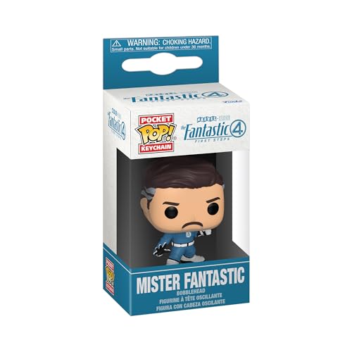 funko pop keychain the fantastic four first steps - mister fantastic - fantastic four 2025 novelty keyring - collectable mini figure - stocking filler - gift idea - official merchandise