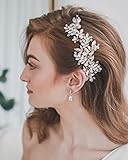 Evild Rhinestone Wedding Hair Comb Leaf Bead Bride Headpieces Hair Clip Crystal Bridal Headdress Flo