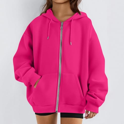 OIOLOYJM Zipper Hoodies for Women Long Sleeve Oversized Sweatshirts Y2k Drawstring Soft Jacket 2025 Fall Fashion with Pockets
