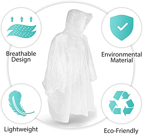 Rain Ponchos, Emergency Disposable Rain Poncho with Drawstring Hood&Waterproof Plastic for Adults&Teens4