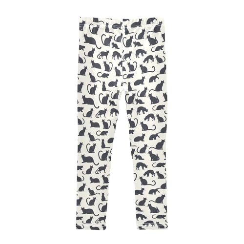 Cute Cat Silhouettes Girls Leggings Kids Yoga Pants Athletic Tights Pants 4-10 Years2