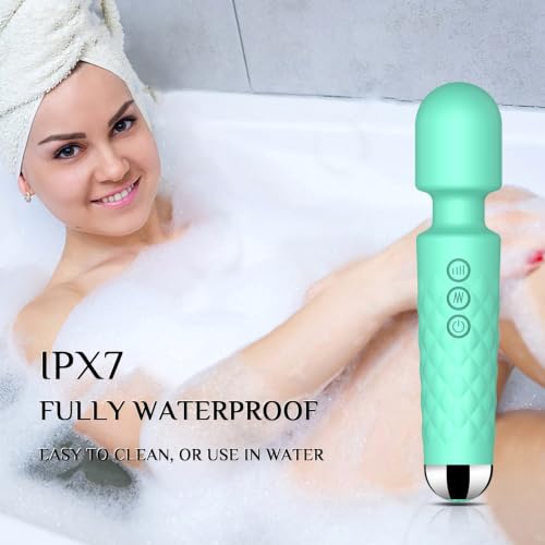 Image of SANJIANKE Vibrator Wand Sex Toys,Clit Stimulator Vibrators,Vibrator for Woman,Wand Massager Sex Toy,20 Patterns,8 Speeds of Pleasure,Quiet Adult Sex Toys,Waterproof, for Women Gifts (Green)