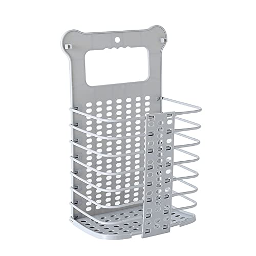 Wzxhew Cesta de lavandería plegable de plástico pequeña para la ropa sucia, cesta colgante con asa, cesta de lavandería plegable alta adecuada para cesta pequeña para baño (B, talla única)