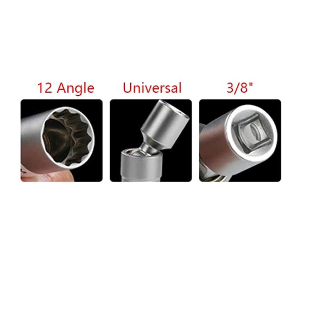 Uniwersalny klucz do zdejmowania końcówek 14 mm/16 mm, magnetyczny klucz do tulei świec zapłonowych, narzędzie do demontażu samochodów, kątowy 12, cienkościenny, napęd 3/8" Strony(14mm and 16mm)