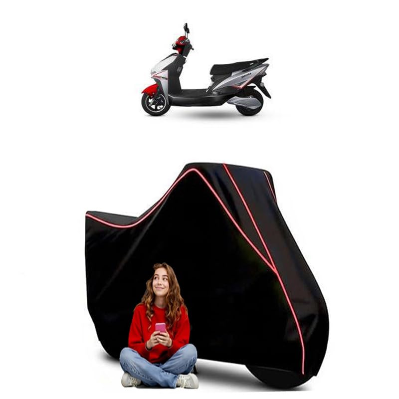 Image of Fujiyama Spectra Scooty Bike Cover Water Resistant Outdoor Use Universal Fit Scooters Motorcycles Heavy Duty UV Protection Dust Rain Scratch Resistant Elastic Bottom Black Blue Piping