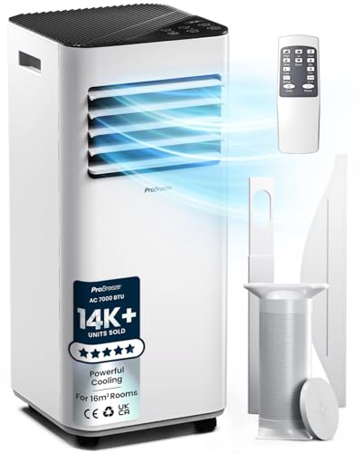 Pro Breeze 4-in-1 Portable Air Conditioner 7000 BTU with Remote Control, 24 Hour Timer & Dual Window...
