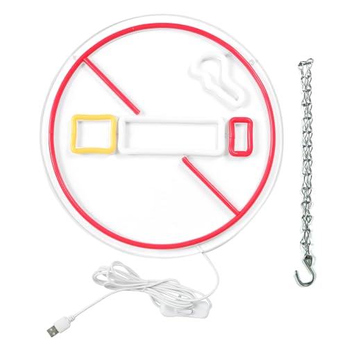 Image of No Smoking Neon Signs for Wall Decor Neon Lights for Bedroom Led Business Signs Suitable for Public Places Christmas Birthday Party 5V Power Adapter, 12.2 * 12.2 Inch (Red+Yellow+White)