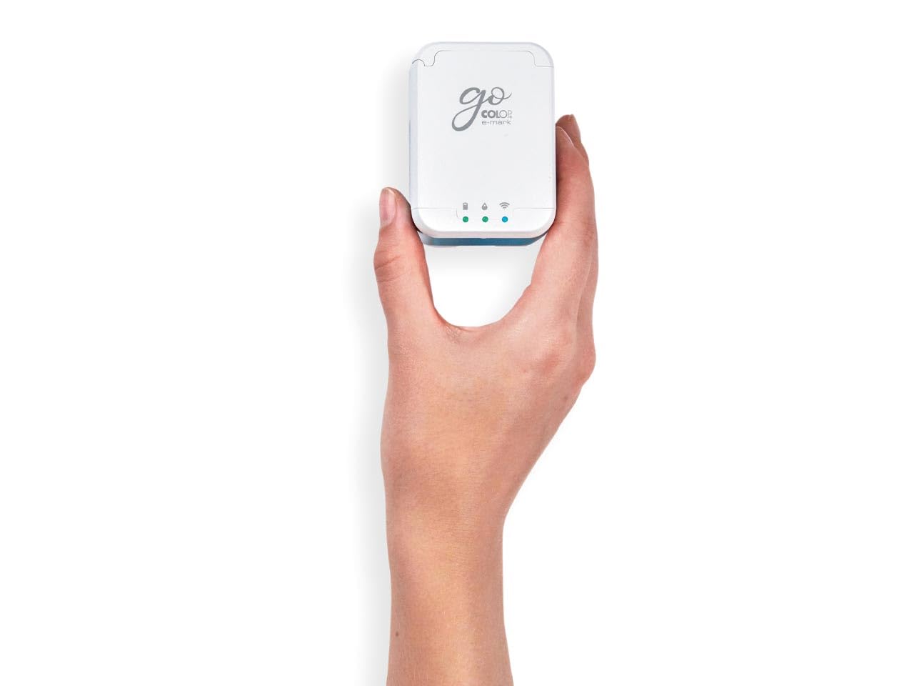 Colop e-Mark go, kompakter tragbarer Drucker, mobiles Beschriftungsgerät, vollfarbige Abdrucke auf saugenden Oberflächen, kostenlose App, weiß, 73,5 x 54,5 x 63,5 mm