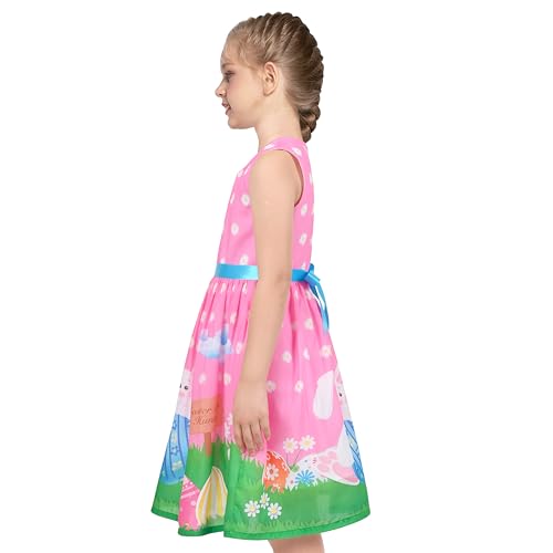 Sunny Fashion Girls Dress 2 Piece Bag Easter Bunny Egg Hunting Blue Casual Party4