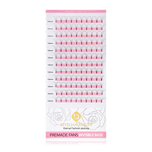 BEYELIAN Volume Fans Invisible Base Eyelash Extensions 0.07mm C Curl 5D Premade Fan Lashes Soft Short Stem Salon Use Semi Permanent Lash Extensions (0.07 C 10mm)