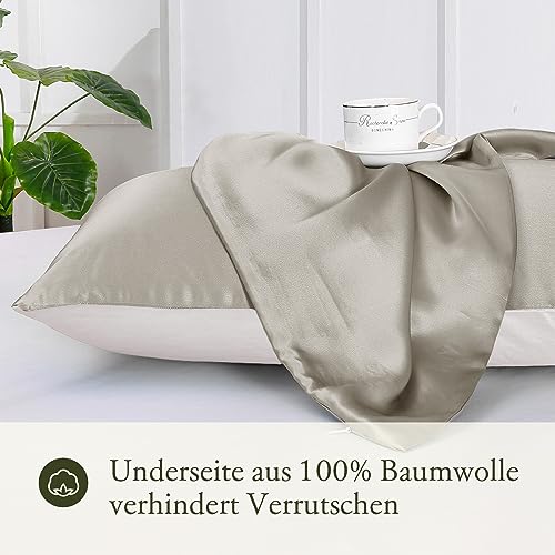 LILYSILK 1PC Silk Pillowcase for Hair and Skin 19 Momme Mulberry Silk Pillow Sham Cover with Cotton Underside Soft Hypoallergenic Silk Bed Pillow Case with Hidden Zipper(Standard 50x75cm - Image 3