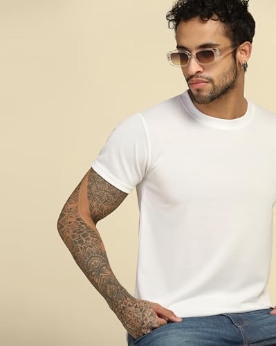 Image of VastraVibes Cotton Regular Fit T-Shirt Round Neck Casual Mens Plain Tshirt