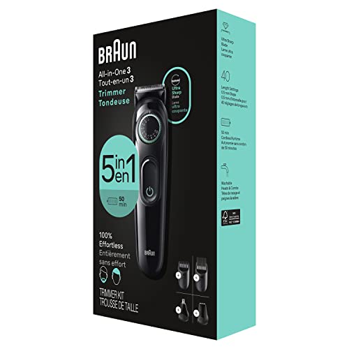 Image of Braun All-in-One Style Kit Series 3 3450, 5-in-1 Trimmer for Men with Beard Trimmer, Ear & Nose Trimmer, Hair Clippers & More, Ultra-Sharp Blade, 40 Length Settings and Washable